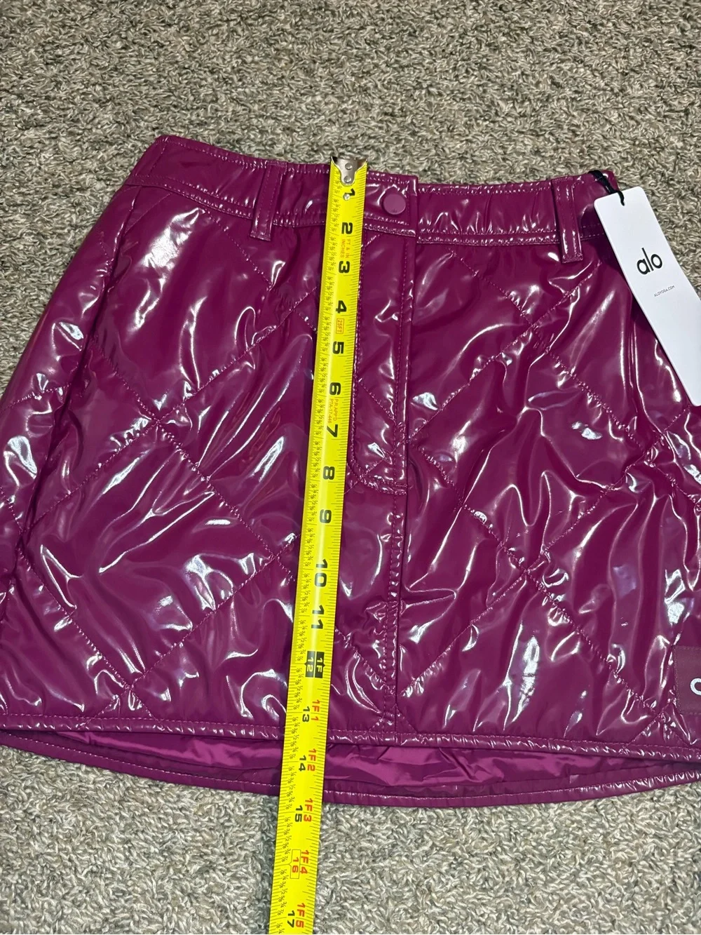 ALO Yoga Glossy Magenta Quilted Mini Skirt